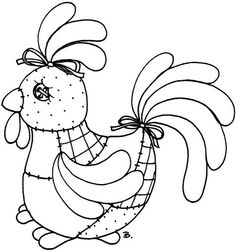 a black and white drawing of a chicken with a scarf on its head, holding a banana