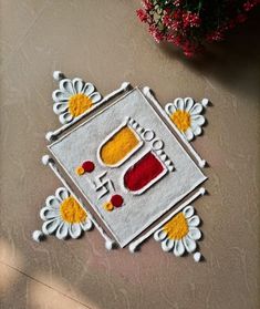 Simple Design Rangoli For Diwali, Rangoli Design For Laxmi Pooja, Navratri Simple Rangoli Designs, Vel Rangoli Design, Easy And Quick Rangoli Designs, Rangoli Designs 2024, Rangoli Small Design, Lakshmi Poojan Rangoli, Dhanteras Rangoli Designs Diwali