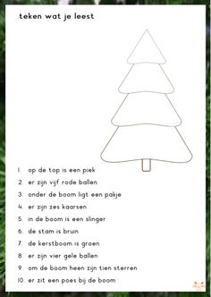 a christmas tree cut out from paper with the words teken watt jerst