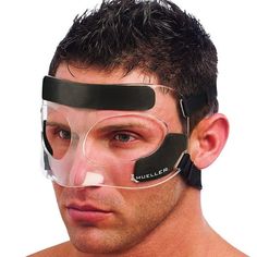 From the RecoveryCare Product Line, the Mueller Sports Medicine Protective Face Guard protects and prevents facial injuries. Typically worn when playing basketball, baseball or soccer, protective mask can also be worn during wrestling, karate, volleyball and more. Protect your face from maxillary, nasal, zygomatic and orbital injuries with our shatterproof face guard. Made from contoured polycarbonate, the Mueller Face Guard fits comfortably and is designed to be less obtrusive than other face s Clear Face Mask, Broken Nose, Man Pad, Clear Face, Protective Mask, Face Protection, Cosmetic Procedures, Sports Medicine, Square Sunglasses Men