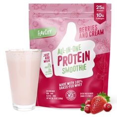 PRICES MAY VARY. DITCH THE BLENDER: FlavCity’s Berries and Cream Protein Smoothie is a delicious and nutrient-dense powder blend of organic strawberries and cranberries. We’ve simplified the smoothie-making process by incorporating all the high-quality ingredients you love in each scoop — no add-ins needed! With 25g of protein per serving, our complete protein smoothies are sure to be your new go-to post-workout beverage or snack. 20 servings. TOTAL BODY NOURISHMENT: Formulated with non-GMO, min Collagen Smoothie, Protein Powder Smoothie, Berries And Cream, Vanilla Bean Powder, Protein Smoothies, Extra Protein, Complete Protein, Whey Protein Powder, Milk Protein