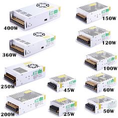 six different types of power supplies for the same product, each with their corresponding voltages