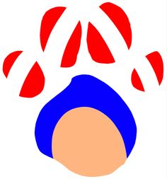 a red and blue dog paw print on a white background