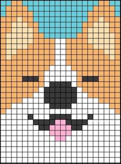 a cross stitch pattern with a dog's face