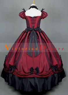 Wine Red Victorian Ball Gown Themed Party Dress   Condition: Brand New  Color:Wine Red  Material: Satins  Silhouette: Ball Gown  Sleeve Length: Short Sleeve  Dresses Length:Floor-Length  Neckline: Square Collar  Decoration: Bows And Ruffles  Style: Vintage  Includes: Dress    amp;nbsp; Red Floor-length Dress For Costume Party, Red Fitted Gown For Costume Party, Red Floor-length Gown For Costume Party, Red Ball Gown For Costume Party, Red Floor-length Gown For Costume Occasions, Red Floor-length Gown For Costume, Red Floor-length Costume Gown, Red Gown For Fancy Dress Occasions, Red Fitted Evening Dress For Costume Party