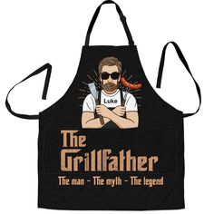 The Grillfather - Personalized Apron With Pocket - Birthday Personalized Apron, Father Son Relationship, Pocket Craft, Custom Apron, Amazing Man, Custom Aprons, Personalized Aprons, Fun Photos, Grilling Tools