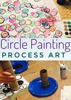 an art project for kids with the words circle painting on it and paper plate crafts