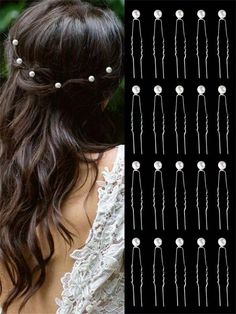 20 U-Shaped Hairpins For Bridal Updos, Wedding Rhinestone Faux Pearl Updo Hairpins, Bridal Hair Accessories Elegant Tiaras White Elegant   Iron Plants   All Wedding & Event, size features are:Bust: ,Length: ,Sleeve Length: Wedding Hair With Beads, Pearl Updo, Wedding Pearls, Bridal Updos, Hair Accessories Bun, Bridal Hair Accessories Flower, Accessories Elegant, U Shaped Hair, Spring Formal