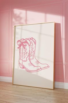 Cowgirl Boots Print, Coquette Poster, Couch Wall, Dorm Aesthetic, Cowgirl Poster, Preppy Art, Boots Print, Rodeo Poster, Pink Cowgirl Boots