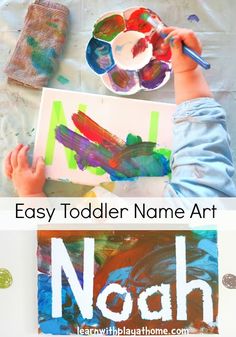 an easy toddler name art project for noah