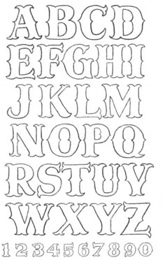 the upper and lower letters are outlined in black ink, with numbers on each side