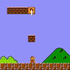 an old - school video game with a man running through the air