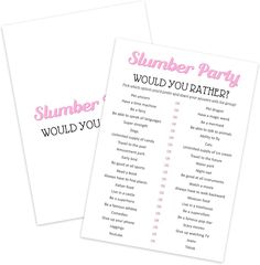 Amazon.com: ZEDEV Slumber Party Games - Think Fast, Sleepover Party Supplies for Girls, Teen, Adult, Pink Pajama Party Games, Set of 20 Games Cards, Birthday Party Activity Decor -A01 : Home & Kitchen Girly Party Activities, Pajama Party Games, Birthday Sleepover Ideas, Birthday Party Activity, Slumber Party Games, Pink Pajama, Girly Party, Pet Dragon, Birthday Party Activities