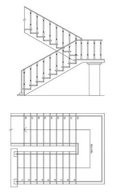 an architectural drawing of a stair case