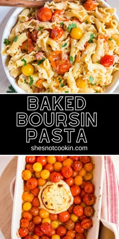 Baked Boursin pasta in a white bowl. Boursin Cheese Pasta, Baked Boursin, Boursin Pasta, Cheese Pasta Bake, Roasted Grape Tomatoes, Cheese Pasta Recipes