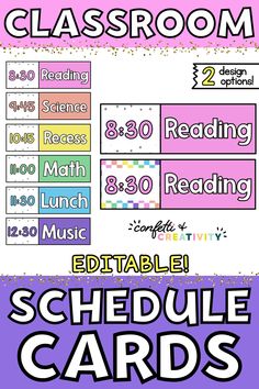 the printable schedule cards are available for students to use on their classroom calendars