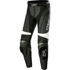 a pair of black and white motorbike pants