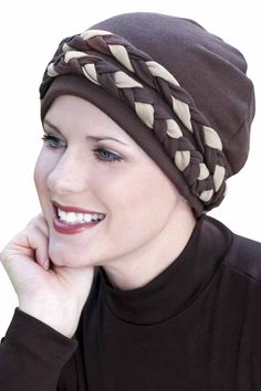 Double Braid Turbans: Headcoverings for Cancer Patients and Hair Loss Chemo Caps Pattern, Chemo Scarves, Chemo Beanies, Chemo Hats, Turban Hijab, Types Of Hats, Double Braid, Cap Patterns