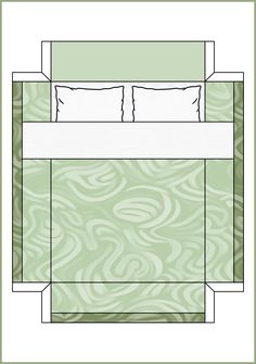 an image of a bed with pillows and sheets in the shape of a rectangle