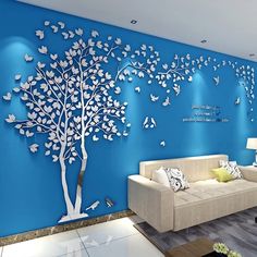 PRICES MAY VARY. 3D trees wall stickers, create your room full of nature. Tree sticker size (width x height): S-78.7*39.4in, M-98.4*51.2in, L-118X59in, XL-157.5*78.7in. (The product pictures are for showing purposes only, in order to show all details of the product, not reflect the real size, please measure your wall to choose the most suitable size.) Material: High quality Acrylic. thickness : 1.7mm-2mm (0.078in). Waterproof, doesn't fade or deform. Stickers are suitable for smooth surfaces, su Bird Wall Decals, Bedroom Tv, 3d Tree, Diy Tree, Family Couple, Stickers Design, Art Tv, Living Room Background, Tree Stickers