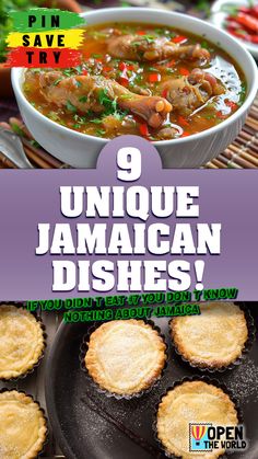 the cover of 9 unique jamaican dishes, including pies and chicken pot pies