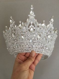 Real Crowns Queens, Queen Crowns, Regal Tall Crown Headpieces For Wedding, Elegant Silver Crown For Wedding, Luxury High Crown Wedding Headpiece, Tall Wedding Crown With Rhinestones, Elegant Tall Crown With Rhinestones, Royalty Crown, Crown Aesthetic