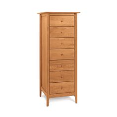 a tall wooden dresser with five drawers