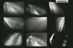 black and white images of light coming from the ceiling in different stages of exposures