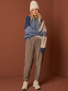 Indi & Cold Cord Trousers - Cement on Garmentory Fiona Walker, Cord Trousers, Classic Wardrobe Staples, Trouser Pants Women, Casual Look, French Style, Trousers Women, Jean Coat, Drawstring Waist