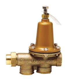 a brass colored valve with a white background