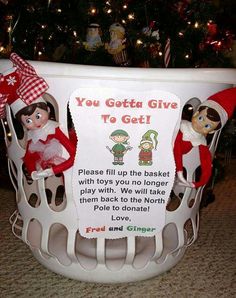 an elf is sitting in a potted plant with the message you gota give to get