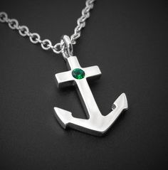 Emerald Anchor Necklace Pendant in Sterling Silver by SamaritanJewelers Ancient Art, Silver Sterling, Necklace Sterling Silver, Necklace Pendant, Handcrafted Jewelry, Washer Necklace