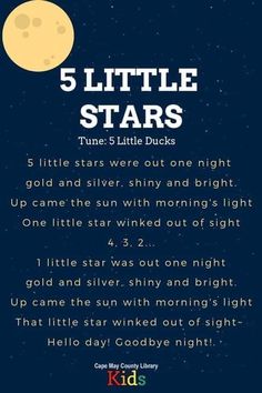 the five little stars poem for kids