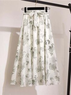 Portrait of a picture displaying Patterned Chiffon A-Line Midi Skirt product. Tela, Pink Streetwear, High Waist Midi Skirt, Floral Print Maxi Skirt, Long Skirt Summer, Nature Dress, High Waisted Maxi Skirt, Bohemian Skirt, Skirts Midi High Waisted