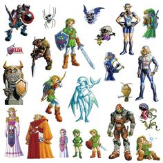 the legend of zelda characters are depicted in this image, and they appear to be different