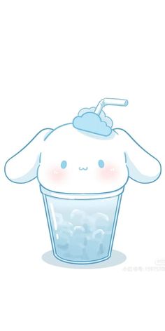 a cartoon character with an umbrella on top of it's head, in the shape of a cup