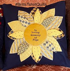 a decorative pillow with the words, loving memory of pop written in gold on it