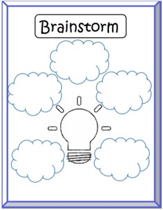 an image of a light bulb with clouds in the background and words that say brainstorm