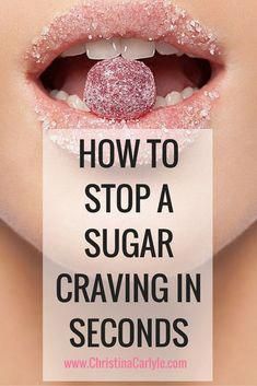 Discover How to Stop Sugar Cravings fast and get control over food quickly from a former sugar addict. Stop cravings in 30 seconds or less. Stop Sugar, Sugar Addict, Stop Sugar Cravings, Carb Cravings, Sugar Detox Diet, How To Stop Cravings, Quit Sugar, Makanan Diet, Sugar Detox