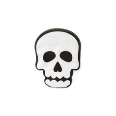 a white and black skull patch on a white background