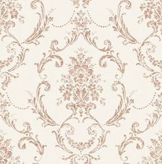 Glenda Copper Floral Damask Wallpaper Medallion Wallpaper, Copper Wallpaper, Washable Wallpaper, Brewster Wallcovering, Linen Background, European Elegance, Black Color Palette, Wallpaper For Sale, Tile Wallpaper