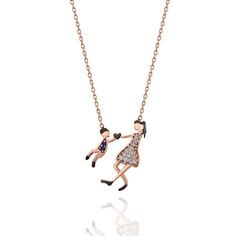 "*Design Inspiration : Mom and Son Model Necklace is designed for mothers and boys to express their love to each other. Mom holding her son's hands and dancing represent their happiness in best form. Beauty of the Mom and Son necklace comes from not only the elegance but the meaning of it as well. *Material & Details : Mom and Son Rose Plated Silver Necklace is attractive and elegant for boys and ladies. The necklace for women made up of high quality 925 sterling silver plated with rose gold. Handiwork and Lightweight weighs only 2.3 grams and pendant has 18 inch (18\") chain length. *Ideal Gift Choice : It comes in a pretty packaging. It is gorgeous to wear and great as a gift, suits for all age group. Ideal gift for yourself, for girlfriend, for close friends, for daughter, for mother, f Mom And Son, Mother And Son, Engagement Sets, Rose Gold Necklace, 925 Sterling Silver Jewelry, Modern Jewelry, Amazing Jewelry, Or Rose, Sterling Silver Jewelry