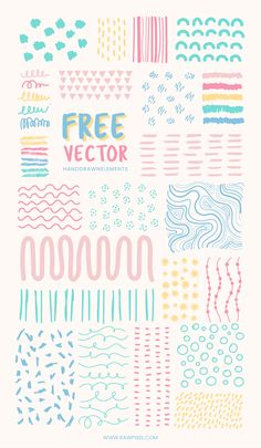 a poster with different patterns and colors on it's sides, including the words free vector