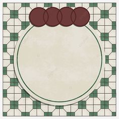 a white plate topped with three cherries on top of a green and white checkered table