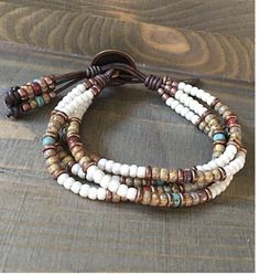 Buffalo Wrap, Wrap Armband, Beaded Leather Bracelet, Native American Style, Beaded Wrap Bracelets, Beaded Bracelets Diy, Seed Bead Bracelets, Southwestern Style