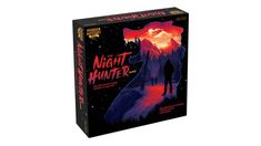 the night hunter board game is shown in front of a white background with red and blue colors