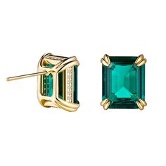 The 10 Ctw Double Prong Set Emerald-Cut Emerald Stud Earrings are a stunning and elegant piece of May birthstone jewelry. The earrings feature emerald-cut emerald gemstones that are rich in color and clarity, making them a beautiful representation of the May birthstone. The gemstones are securely set in a double prong setting, adding to the earrings' durability and longevity. The stud style of the earrings creates a classic and versatile look, perfect for both formal and casual occasions. With a Gemstone Earrings Studs, Emerald Cut Stud Earrings, Biedermeier Furniture, Emerald Studs, Emerald Earring, Emerald Stud Earrings, Born In May, Family Ring, Sweet Accessories