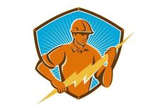 an electrician holding a lightning bolt in his hand