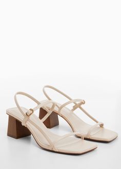 Block-heel sandals - Women | Mango USA Shoe Wishlist, Grad Pics, Wooden Heel, Sandals Women, Heeled Sandals, Heel Sandals, Beach Vacation