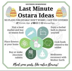 a poster with the words last minute ostraa ideas on it and an image of a